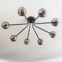 Lampes Dorées-hofstein Plafonnier - Verre 10 cm Chehalis Or, Noir, 8 lumières