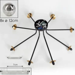 Lampes Dorées-hofstein Plafonnier - Verre 12 cm Chehalis Or, Noir, 8 lumières