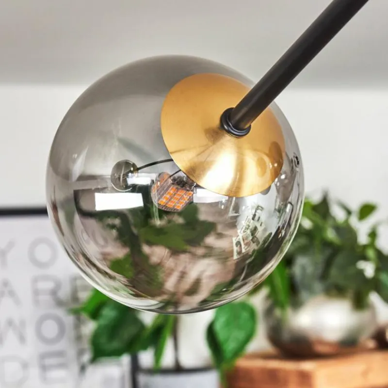 Lampes Dorées-hofstein Plafonnier - Verre 12 cm Chehalis Or, Noir, 8 lumières