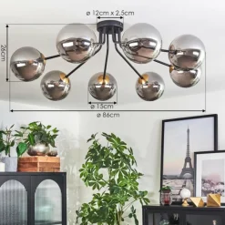 Lampes Dorées-hofstein Plafonnier - Verre 15 cm Chehalis Or, Noir, 8 lumières