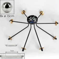 Lampes Dorées-hofstein Plafonnier - Verre 15 cm Chehalis Or, Noir, 8 lumières