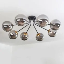 Lampes Dorées-hofstein Plafonnier - Verre 15 cm Chehalis Or, Noir, 8 lumières