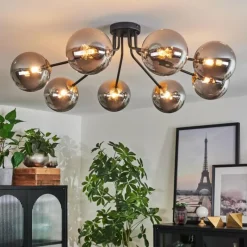 Lampes Dorées-hofstein Plafonnier - Verre 15 cm Chehalis Or, Noir, 8 lumières