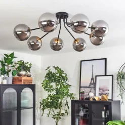 Lampes Dorées-hofstein Plafonnier - Verre 15 cm Chehalis Or, Noir, 8 lumières