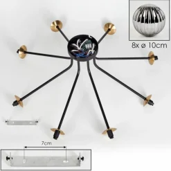 Lampes Dorées-hofstein Plafonnier - Verre 10 cm Chehalis Or, Noir, 8 lumières