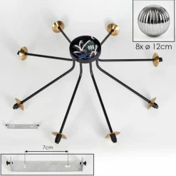 Lampes Dorées-hofstein Plafonnier - Verre 12 cm Chehalis Or, Noir, 8 lumières