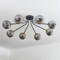 Lampes Dorées-hofstein Plafonnier - Verre 12 cm Chehalis Or, Noir, 8 lumières