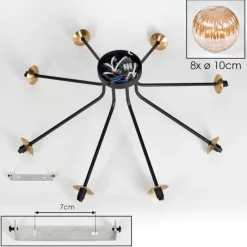 Lampes Dorées-hofstein Plafonnier - Verre 10 cm Chehalis Or, Noir, 8 lumières