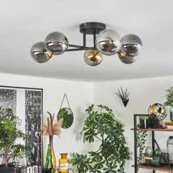 Lampes Dorées-hofstein Plafonnier - Verre 10 cm Chehalis Or, Noir, 6 lumières