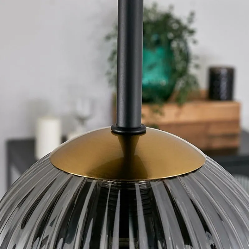 Lampes Dorées-hofstein Plafonnier - Verre 12 cm Chehalis Or, Noir, 5 lumières