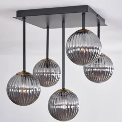 Lampes Dorées-hofstein Plafonnier - Verre 12 cm Chehalis Or, Noir, 5 lumières