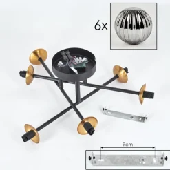 Lampes Dorées-hofstein Plafonnier - Verre 10 cm Chehalis Or, Noir, 6 lumières