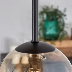 hofstein Plafonnier - Verre 12 cm Chehalis Écru, Noir, 5 lumières