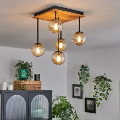 hofstein Plafonnier - Verre 10 cm Chehalis Écru, Noir, 5 lumières