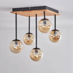 hofstein Plafonnier - Verre 10 cm Chehalis Écru, Noir, 5 lumières