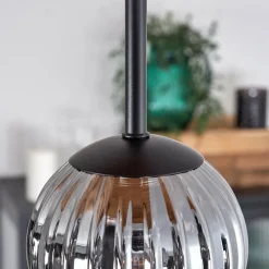 hofstein Plafonnier - Verre 10 cm Chehalis Écru, Noir, 5 lumières