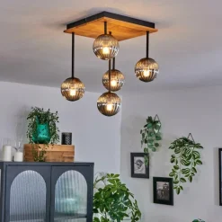 hofstein Plafonnier - Verre 10 cm Chehalis Écru, Noir, 5 lumières