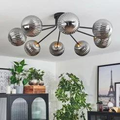 Lampes Dorées-hofstein Plafonnier - Verre 15 cm Chehalis Or, Noir, 8 lumières