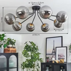 Lampes Dorées-hofstein Plafonnier - Verre 15 cm Chehalis Or, Noir, 8 lumières