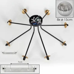Lampes Dorées-hofstein Plafonnier - Verre 15 cm Chehalis Or, Noir, 8 lumières