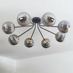 Lampes Dorées-hofstein Plafonnier - Verre 15 cm Chehalis Or, Noir, 8 lumières