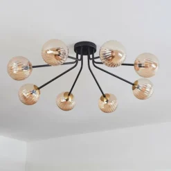 Lampes Dorées-hofstein Plafonnier - Verre 12 cm Chehalis Or, Noir, 8 lumières