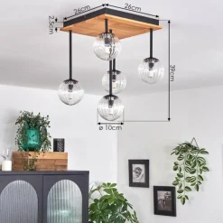 Lampes À Boules-hofstein Plafonnier - Verre 10 cm Chehalis Écru, Noir, 5 lumières