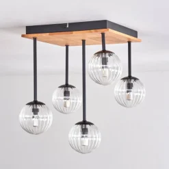 Lampes À Boules-hofstein Plafonnier - Verre 10 cm Chehalis Écru, Noir, 5 lumières