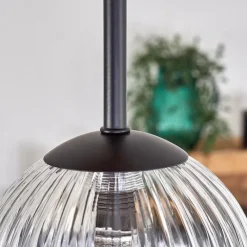 hofstein Plafonnier - Verre 12 cm Chehalis Écru, Noir, 5 lumières