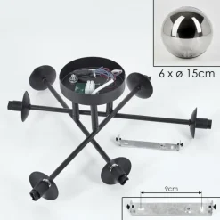 hofstein Plafonnier - Verre 15 cm Chehalis Fumé, 6 lumières