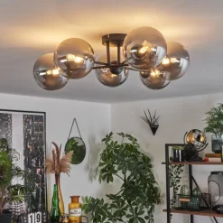 hofstein Plafonnier - Verre 15 cm Chehalis Fumé, 6 lumières