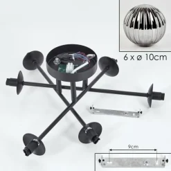 hofstein Plafonnier - Verre 10 cm Chehalis Fumé, 6 lumières