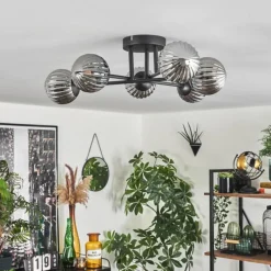 hofstein Plafonnier - Verre 10 cm Chehalis Fumé, 6 lumières