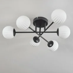 hofstein Plafonnier - Verre 10 cm Chehalis Blanc, 6 lumières