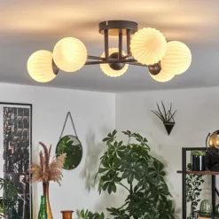 hofstein Plafonnier - Verre 10 cm Chehalis Blanc, 6 lumières