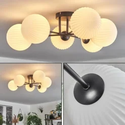 hofstein Plafonnier - Verre 15 cm Chehalis Blanc, 6 lumières