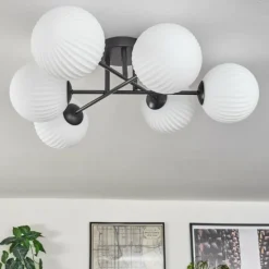 hofstein Plafonnier - Verre 15 cm Chehalis Blanc, 6 lumières