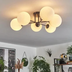 hofstein Plafonnier - Verre 15 cm Chehalis Blanc, 6 lumières