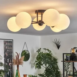 hofstein Plafonnier - Verre 15 cm Chehalis Blanc, 6 lumières