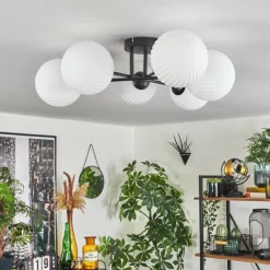 hofstein Plafonnier - Verre 15 cm Chehalis Blanc, 6 lumières