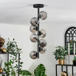 hofstein Plafonnier - Verre 10 cm Chehalis Fumé, 8 lumières