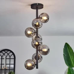 hofstein Plafonnier - Verre 10 cm Chehalis Fumé, 8 lumières