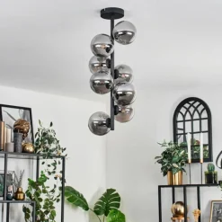 hofstein Plafonnier - Verre 12 cm Chehalis Fumé, 8 lumières