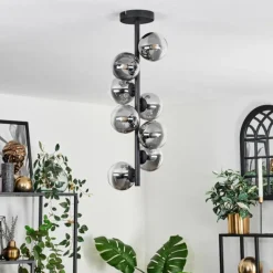 hofstein Plafonnier - Verre 10 cm Chehalis Clair, Fumé, 8 lumières