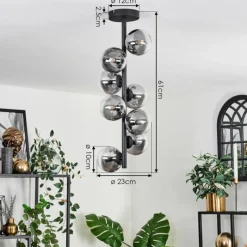 hofstein Plafonnier - Verre 10 cm Chehalis Clair, Fumé, 8 lumières