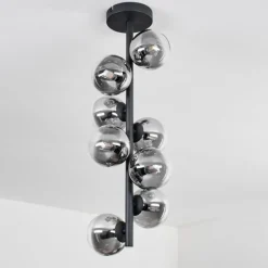 hofstein Plafonnier - Verre 10 cm Chehalis Clair, Fumé, 8 lumières