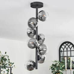 hofstein Plafonnier - Verre 10 cm Chehalis Clair, Fumé, 8 lumières