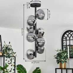 hofstein Plafonnier - Verre 12 cm Chehalis Clair, Fumé, 8 lumières