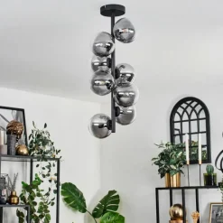 hofstein Plafonnier - Verre 12 cm Chehalis Clair, Fumé, 8 lumières