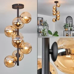 hofstein Plafonnier - Verre 12 cm Chehalis Ambre, 8 lumières